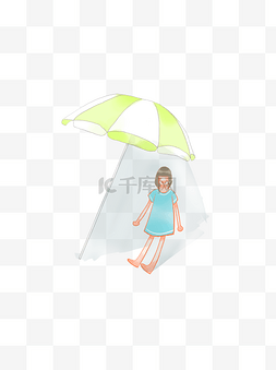 可爱女孩和小伞插画设计