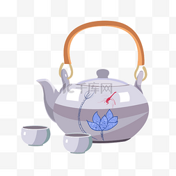 白色的茶壶手绘插画
