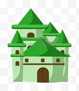 可爱的绿色城堡插画