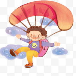 旅游人物游玩降落伞插画