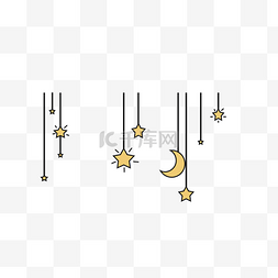 睡觉月亮卡通图片_黄色卡通月亮星星挂饰