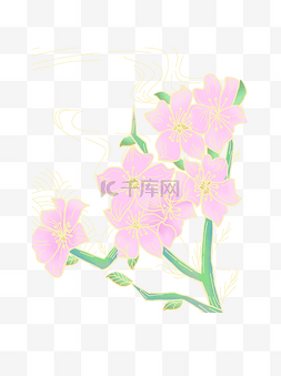 粉色兰花流光溢彩手绘设计可商用