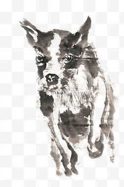 手绘奔跑的小狗图片_奔跑的小狗水墨画PNG免抠素材