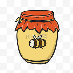 卡通蜜蜂罐子图片_黄色蜂蜜手绘卡通