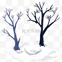 大寒蓝色图片_24节气大寒节气树木下雪