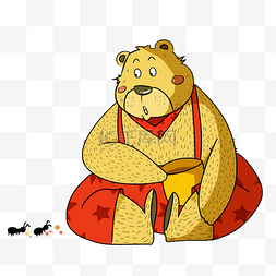 可爱的棕熊图片_穿红色背带裤的小熊