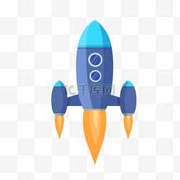 蓝色火箭图片_火箭图标免抠PNG素材