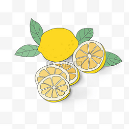 绿色柠檬叶子图片_夏季食物手绘柠檬
