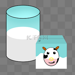 营养早餐插画图片_牛奶盒牛奶杯插画