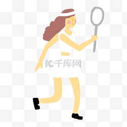 少女打网球运动健身