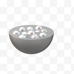 一碗可爱有趣的小汤圆PNG图