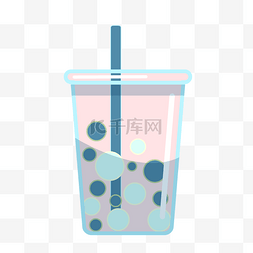 蓝色的奶茶瓶子手绘插画