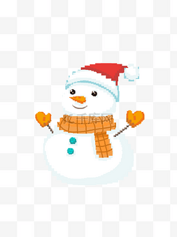 圣诞节微笑雪人像素化设计可商用