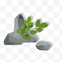 灰色几何图形图片_灰色石头植物