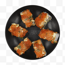 一盘寿司图片_一盘鱼子寿司png