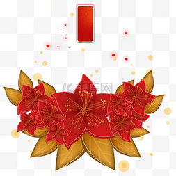古风红梅图片_新年中式红色梅花装饰