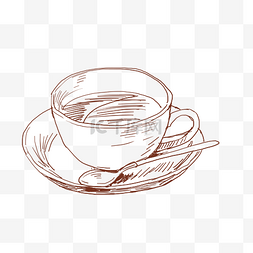 莲花杯托图片_线描咖啡杯