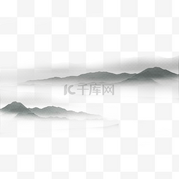 竖构图山水图片_中国风水墨画远山流水云山雾罩黑