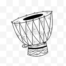 手绘乐器鼓图片_线描非洲鼓的插画