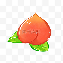 清新桃子图片_带叶子的水果桃子