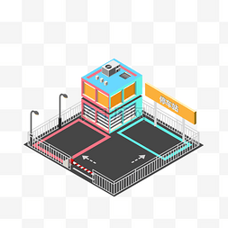 立体海报清新图片_2.5D立体可爱停车场