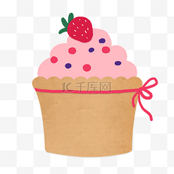 生日蛋糕贺卡图片_草莓蛋糕牛皮纸底纹边框便签纸PNG