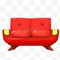 手绘红色的沙发插画