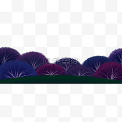 紫色森林图片_创意手绘水彩森林树木草地
