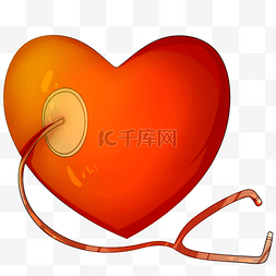 心脏医疗插画图片_听诊器检查心脏插画