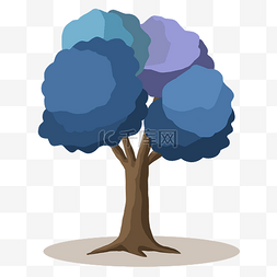 植物装饰平面图片_植物大树树干蓝色的树