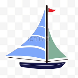 扬帆起航帆船图片_蓝色创意帆船插画