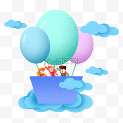 天空氢气球图片_热气球彩色热气球插画