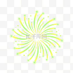 新年烟花海报图片_黄色绿色手绘烟花矢量图