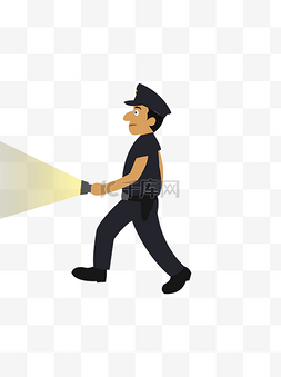 手电筒灯光图片_拿着手电筒的警察装饰元素