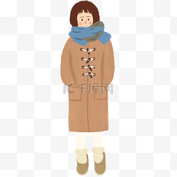 冬季戴围巾穿大衣穿着温暖的女孩