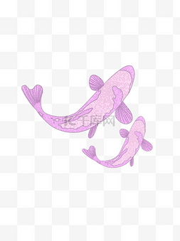 手绘唯美紫色鲸鱼元素