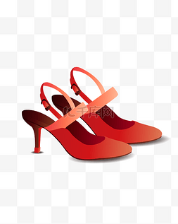 红色女士皮鞋图片_矢量手绘红色皮鞋