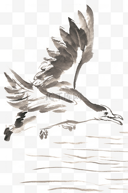 自由的翱翔图片_飞翔的海鸥水墨画PNG免抠素材