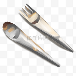 白色的勺子和叉子