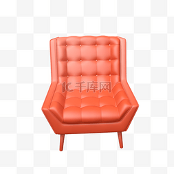 简约椅子图片_方格珊瑚红舒适座椅