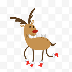 圣诞节小靴子图片_圣诞节手绘穿着靴子的小麋鹿
