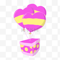 浪漫气球礼物图片_紫色的气球礼盒插画