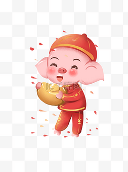 2019春节猪年卡通招财进宝可商用
