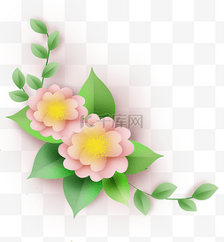 花卉折纸图片_立体折纸感樱花和叶子