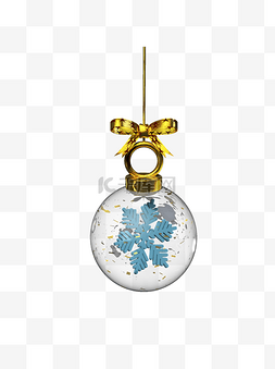 金色圣诞元素水晶玻璃球挂件之蓝