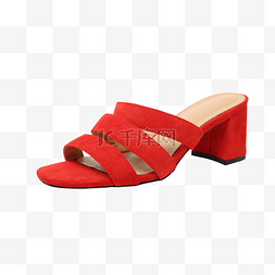 红色女鞋图片_实拍女性高跟红色拖鞋