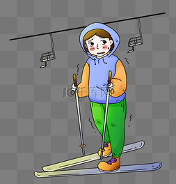 寒假滑雪的小女孩