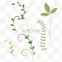 背景绿植装饰图片_手绘淡雅水彩植物叶子图案素材
