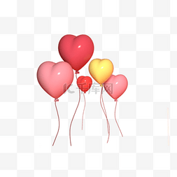 爱情元素气球图片_彩色圆弧心形气球元素