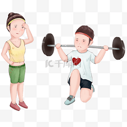 健身房健身人物图片_运动减肥健身器械健身房卡通人物